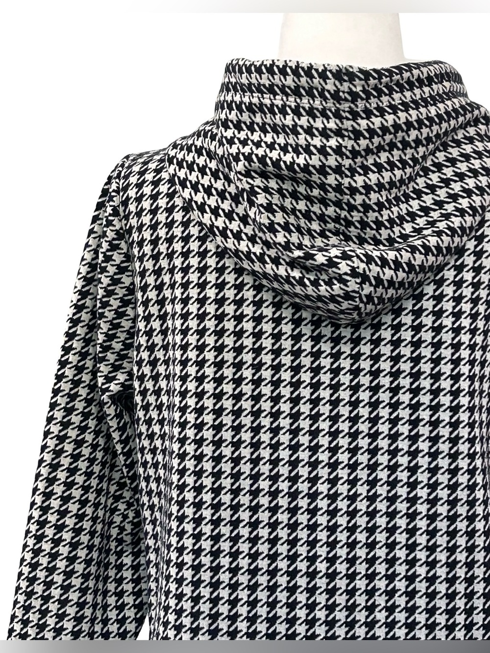 Tommy Hilfiger Houndstooth Hoodie Dress Black White Logo Pocket Medium - Picture 8 of 13